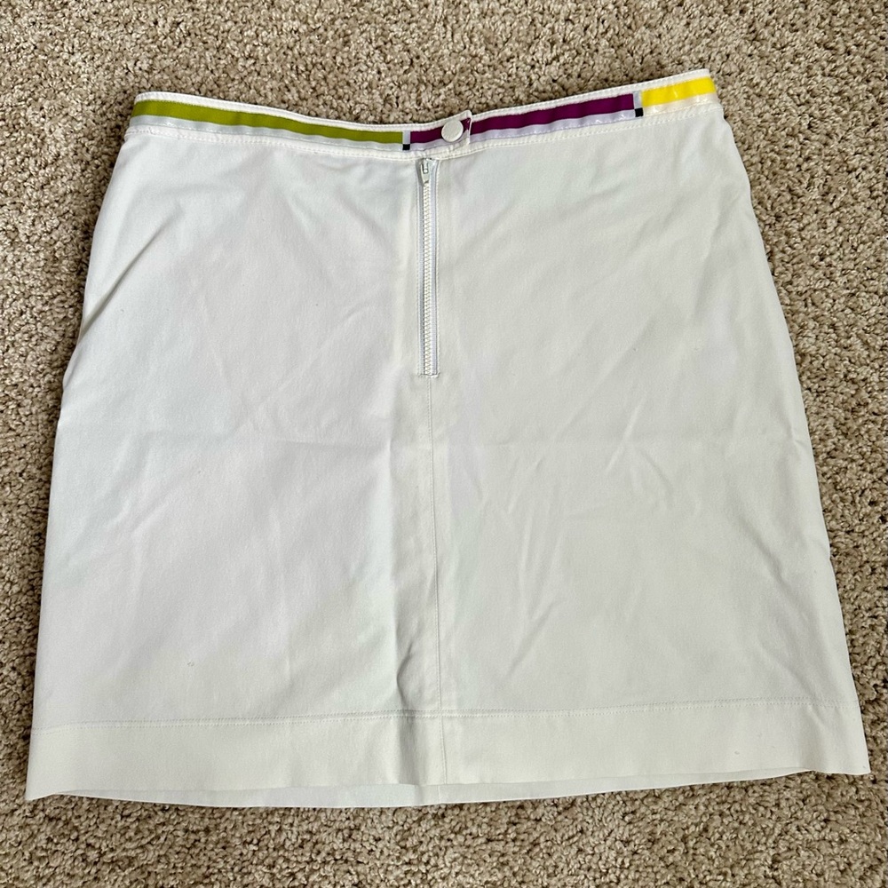 Versace Jeans Collection White Mini Skirt with Green, Purple & Yellow Trim